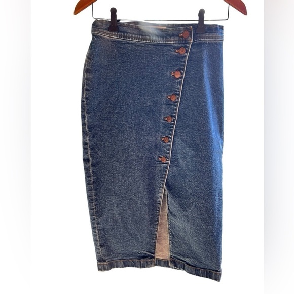 Madewell Asymmetrical Button Jean Skirt 26 - Picture 5 of 8